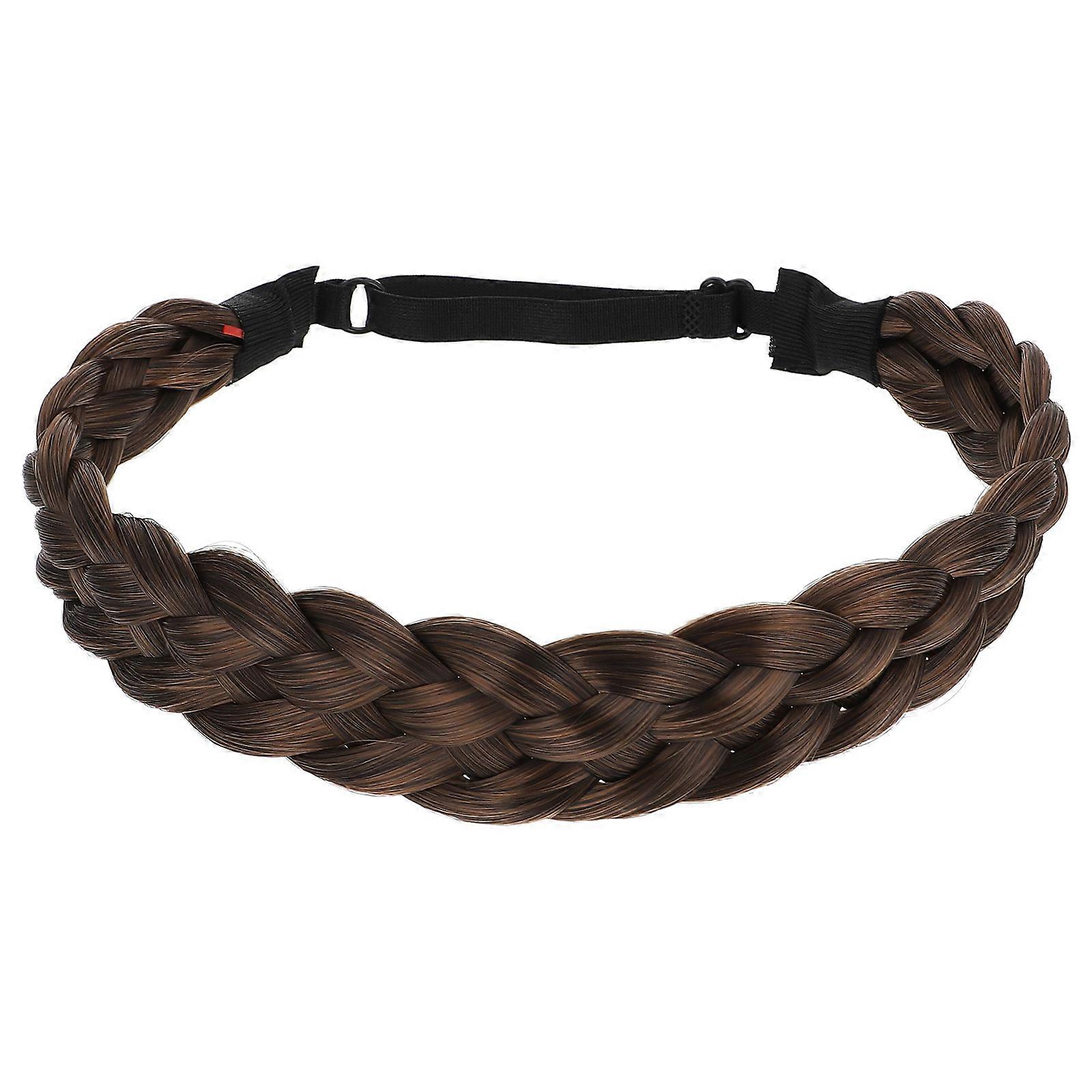 Braid Headband with Strap Comfortable Lightweight Synthetic Hair Band for Everyday Wear Vintage Bohemian Design Fits Most Head Sizes