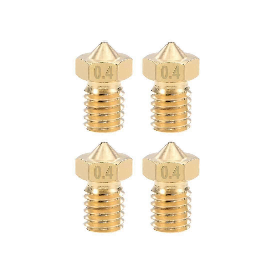 4pcs 0.4mm Brass 3D Printer Nozzle Heads with M6 Thread - Replacement for V5 V6 3mm Extruder Parts for Precision Printing