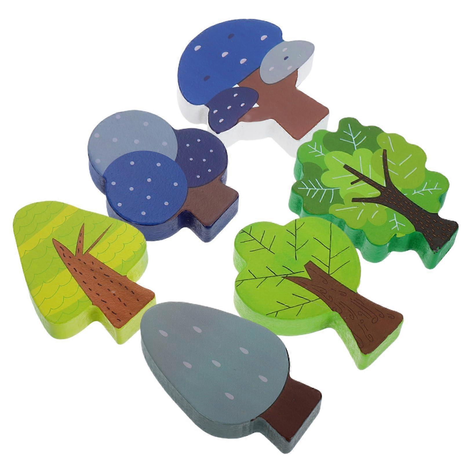 6-Piece Wooden Tree Accessories Set for Model Train Dioramas – Realistic Miniature Trees Made of Safe Natural Wood