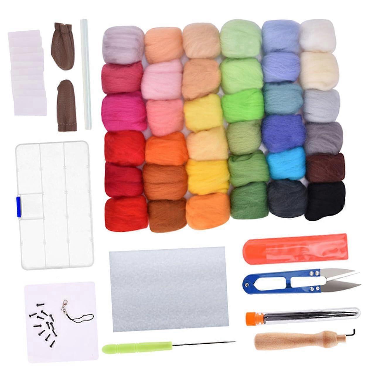 Felting Wool Set with Needle for DIY Dry Felting Crafts