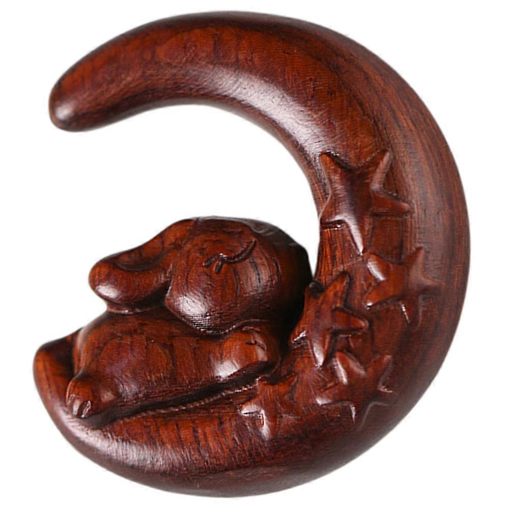 Wooden Moon Shaped Rabbit Pendant Charm, Hand Carved Bunny Decor for DIY Phone Chains, Keychains & Craft Projects – Natural Material