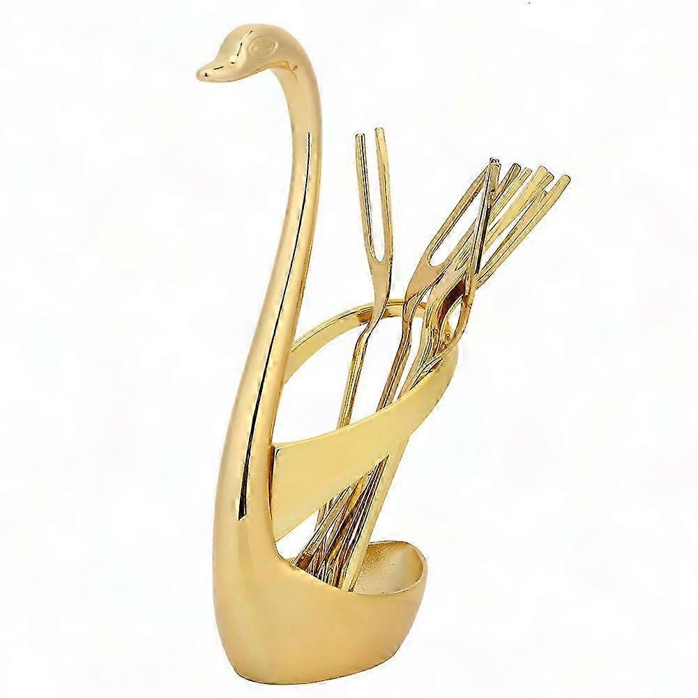 Zinc Alloy Fruit Fork Set with Holder for Salad and Dessert Flatware Kitchen Dinnerware Collection