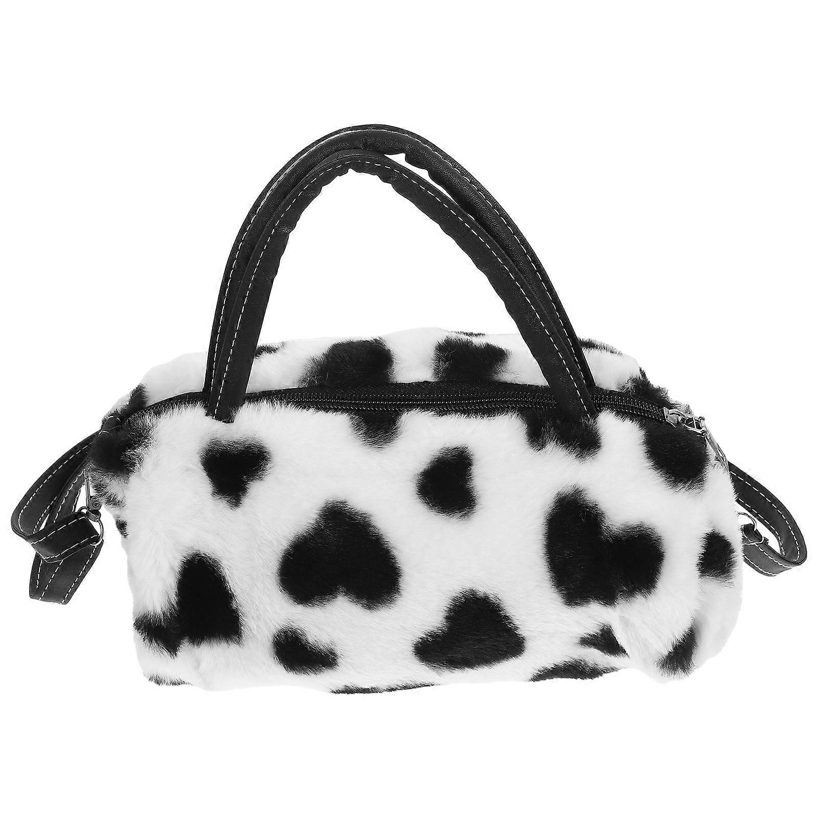 Plush Cow Pattern Shoulder Bag for Women – Stylish Tote Handbag for Casual and Formal Occasions, Versatile and Spacious for Daily Use or Gift Giving