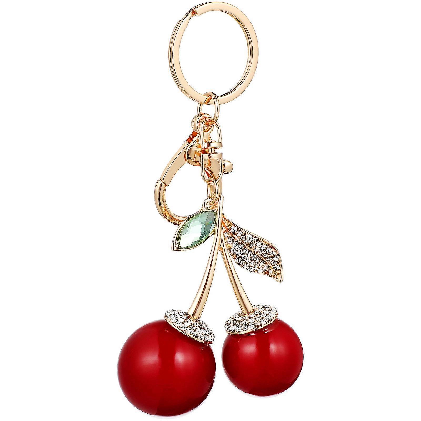 Cute Cherry Keychain Pendant, Lightweight Alloy Bag Charm with Cartoon Fruit Design, Easy Attach/Detach for Keys & Handbags – Adorable Accessory for