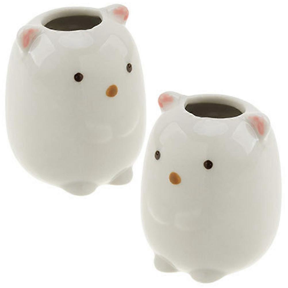 2pcs Ceramic Toothpick Holder & Toothbrush Stand, Cartoon Design Multifunctional Dispenser with Stable Base for Bathroom & Desktop Decor