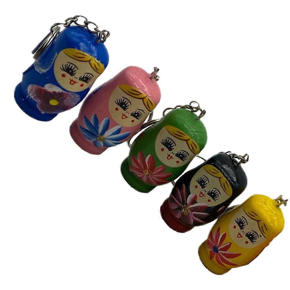 Matryoshka Key Chains Russian Dolls Key Chain Keyring Cartoon Small Paint Key 5Pcs