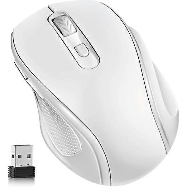 Wireless mouse, 2.4g wireless mouse portable mice with nano receiver, for laptop, notebook (white) p