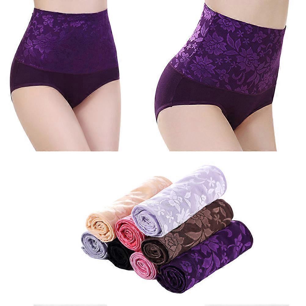 Fabric High Waisted Women Briefs with Tummy Control and Floral Design Size XXL