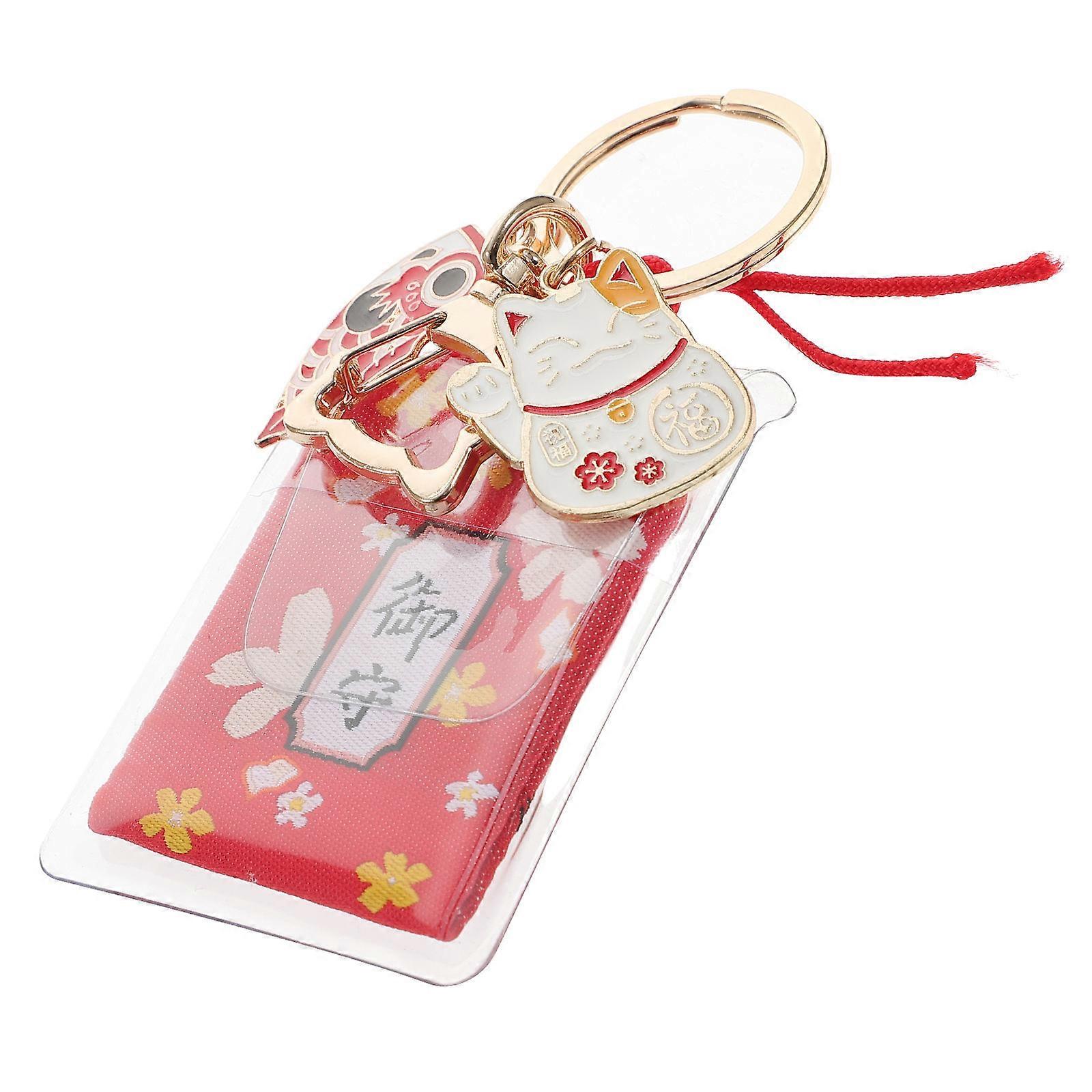 Key Decoration Cat Shape Japanese Keychain For Backpack 1Set Fortune Keychain Everyday Use