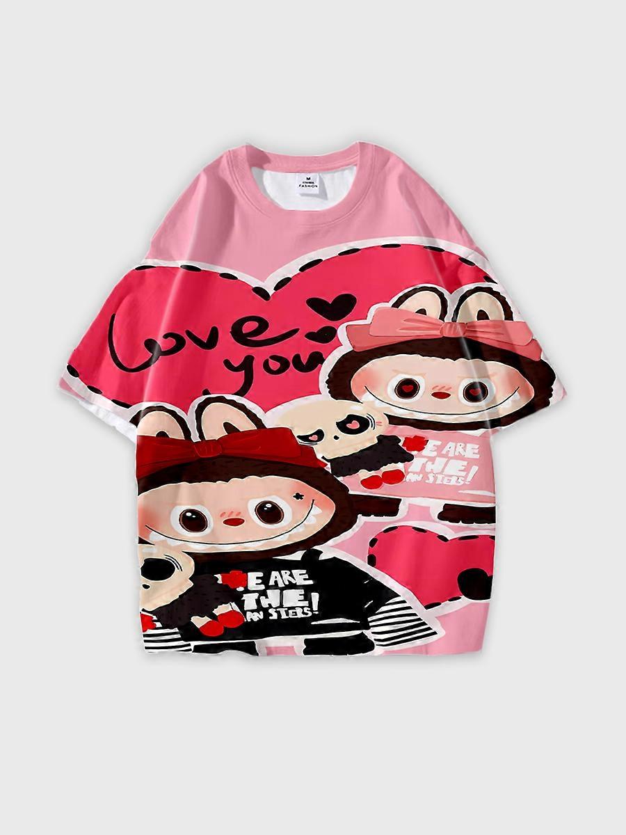 T-shirt round neck Pattern loose short sleeve K729