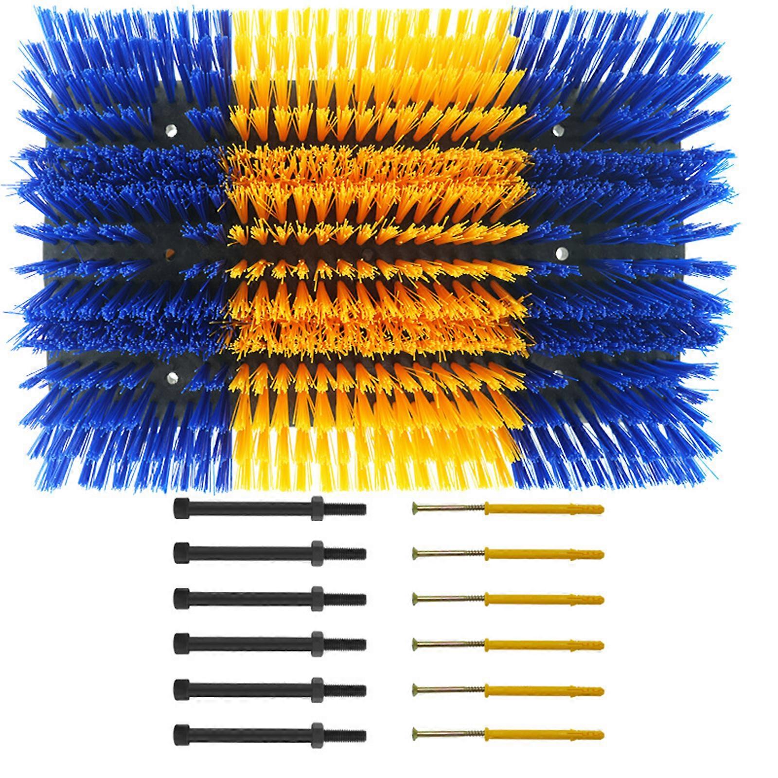 Animal Body Brush With Reinforced Bristles Easy to Use Scrubbing Brush For Efficient Herd Sheep Coat Care Maintenance  Blue And Yellow