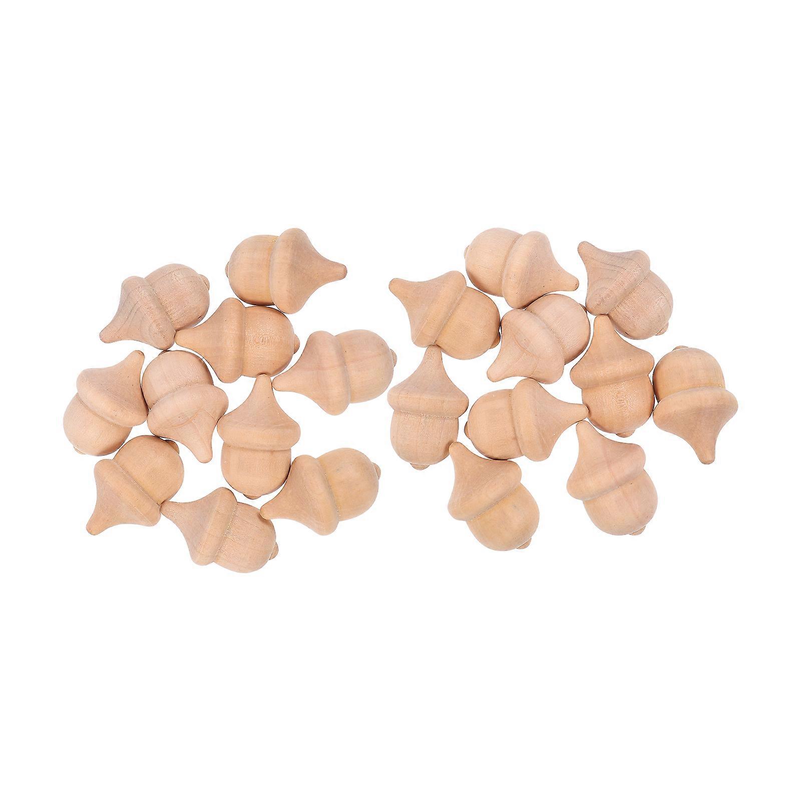 Khaki Wooden Hazelnut Craft Decorations For Parent-Child Activities 3.5X2.6cm DIY Painting 20Set