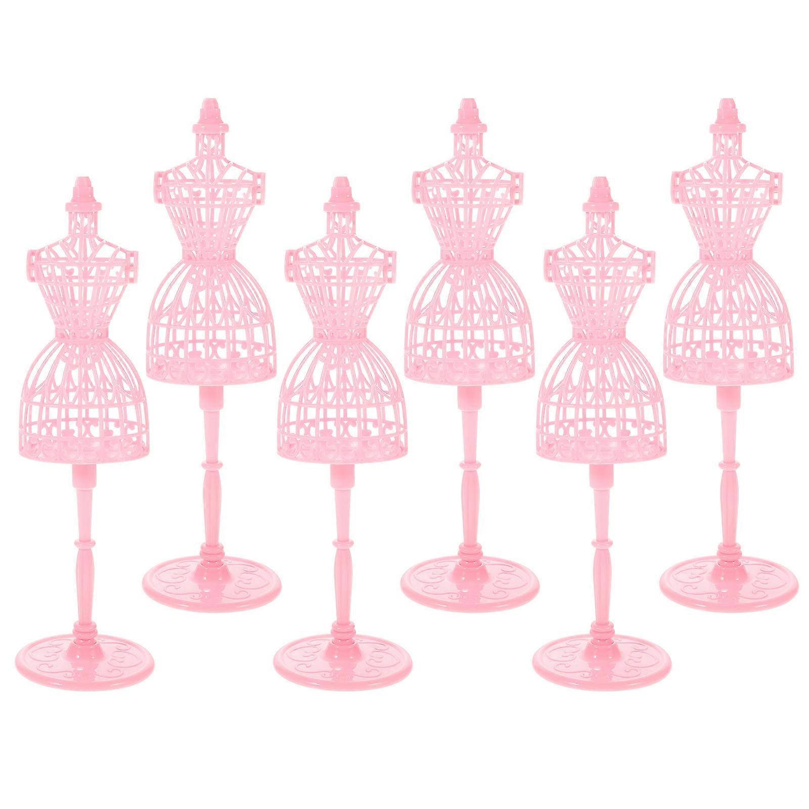 Pink Mini Doll Clothes Stands For Children Available In 6Pcs With And Simple Structure For Support And Display