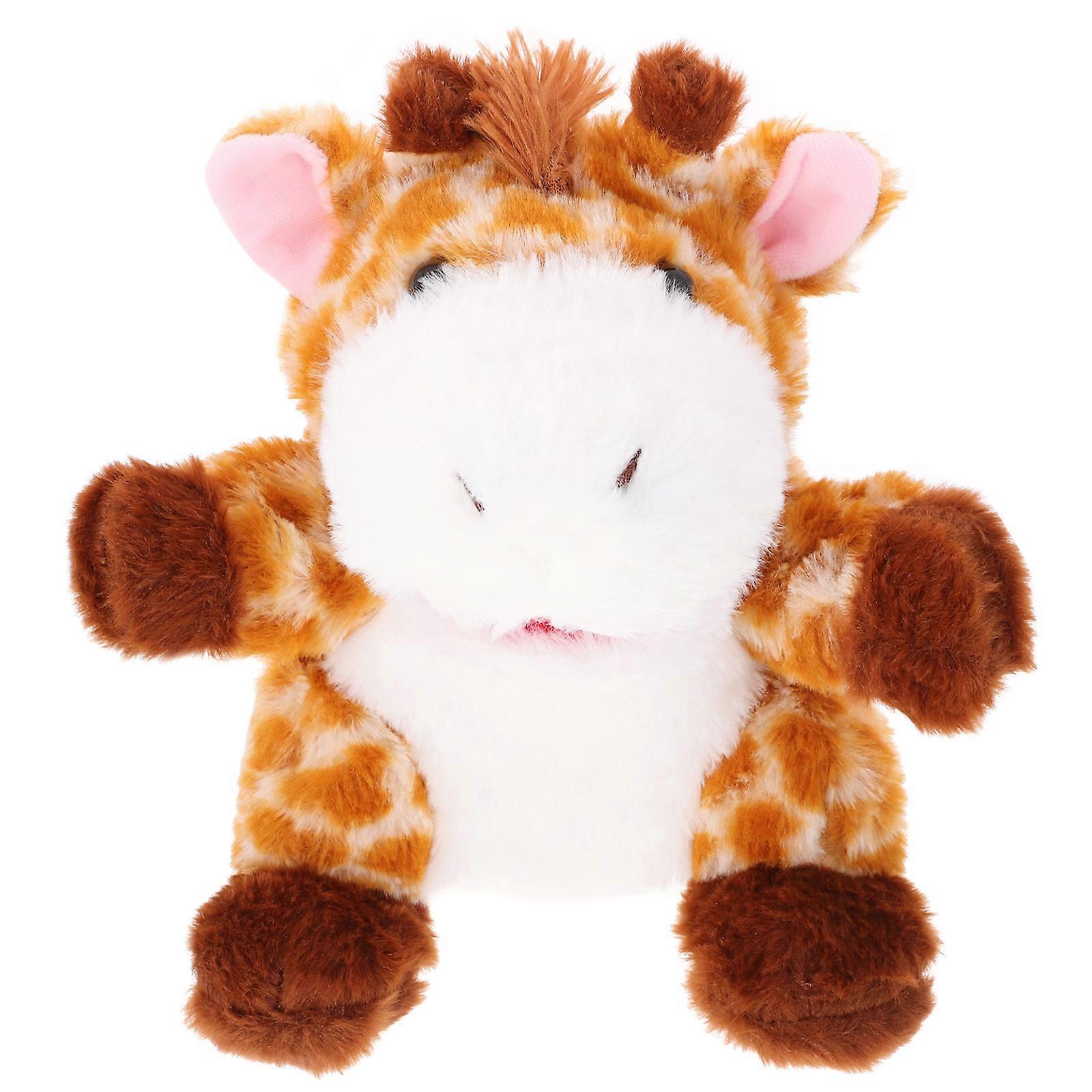 Cartoon Plush Giraffe Puppet Designed For Children Engaging In Playtime Activities With Interactive Features 1Set