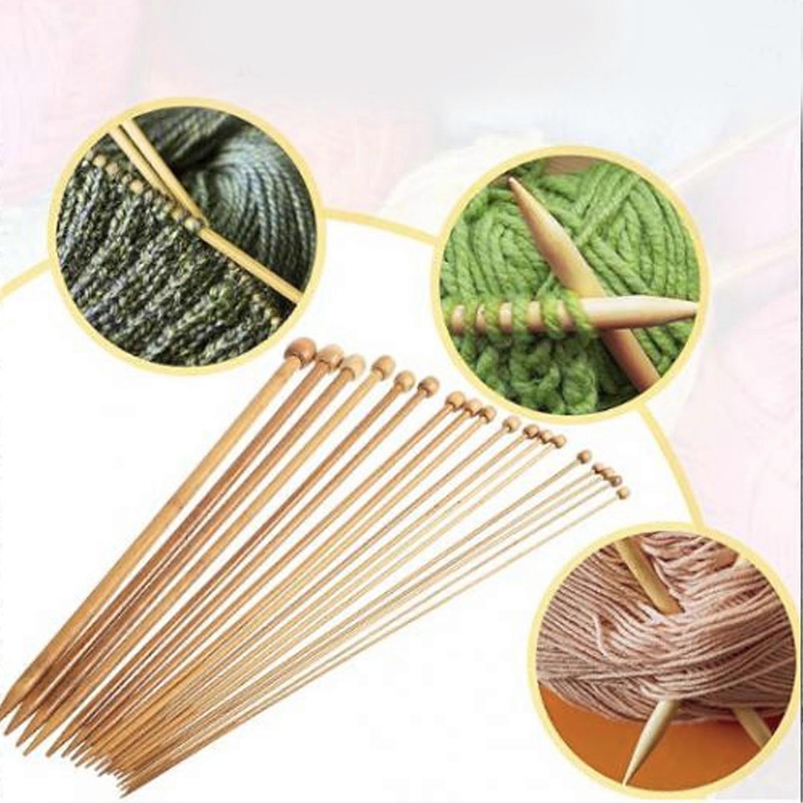 36Pcs Straight Knitting Needle 13.8in Single Pointed Finely Bleached Carbonized Knitting Needles for Sleeves Gloves Sweater