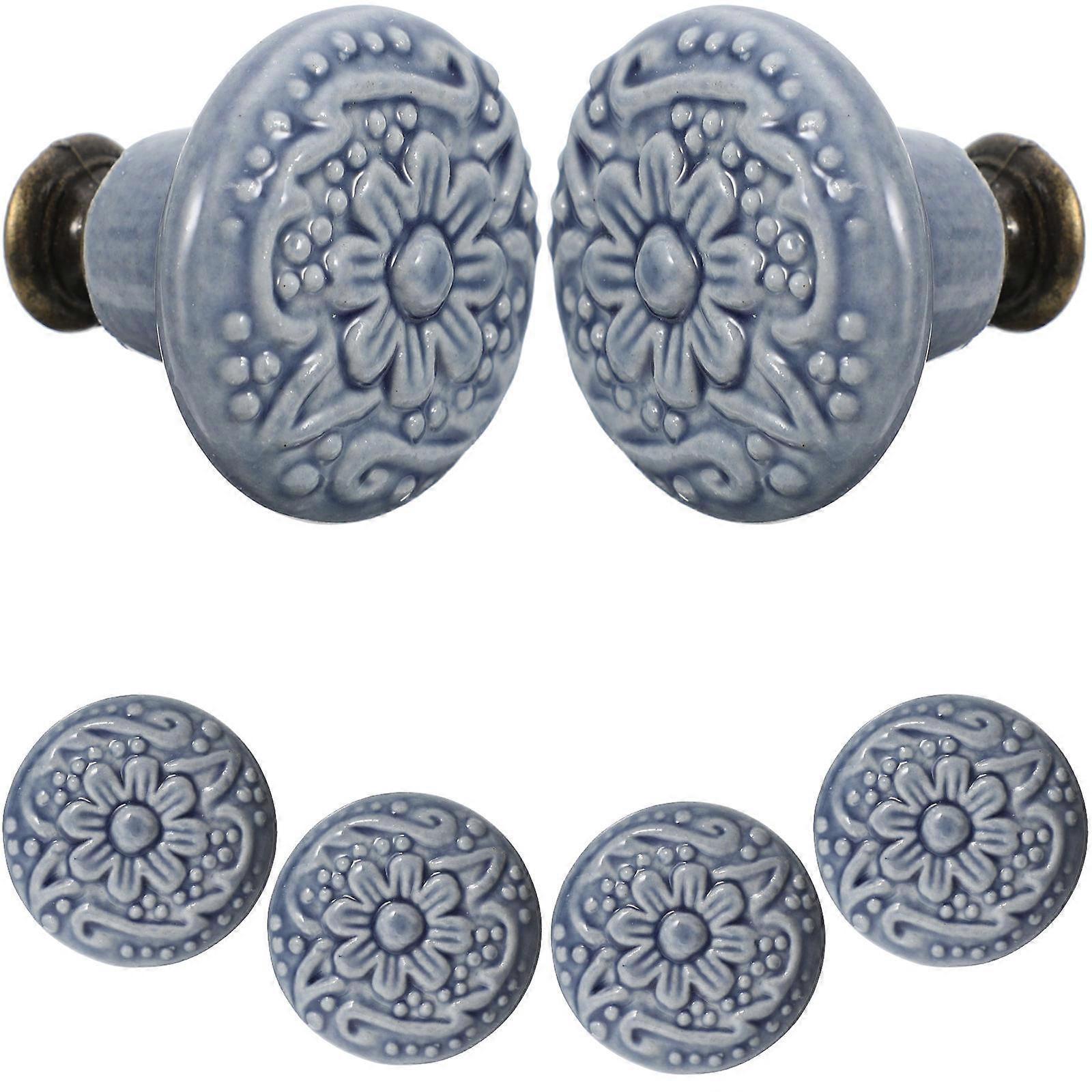 6 قطع مقابض درج السيراميك مقابض سيراميك مزخرفة للخزائن وخزائن الخزائن