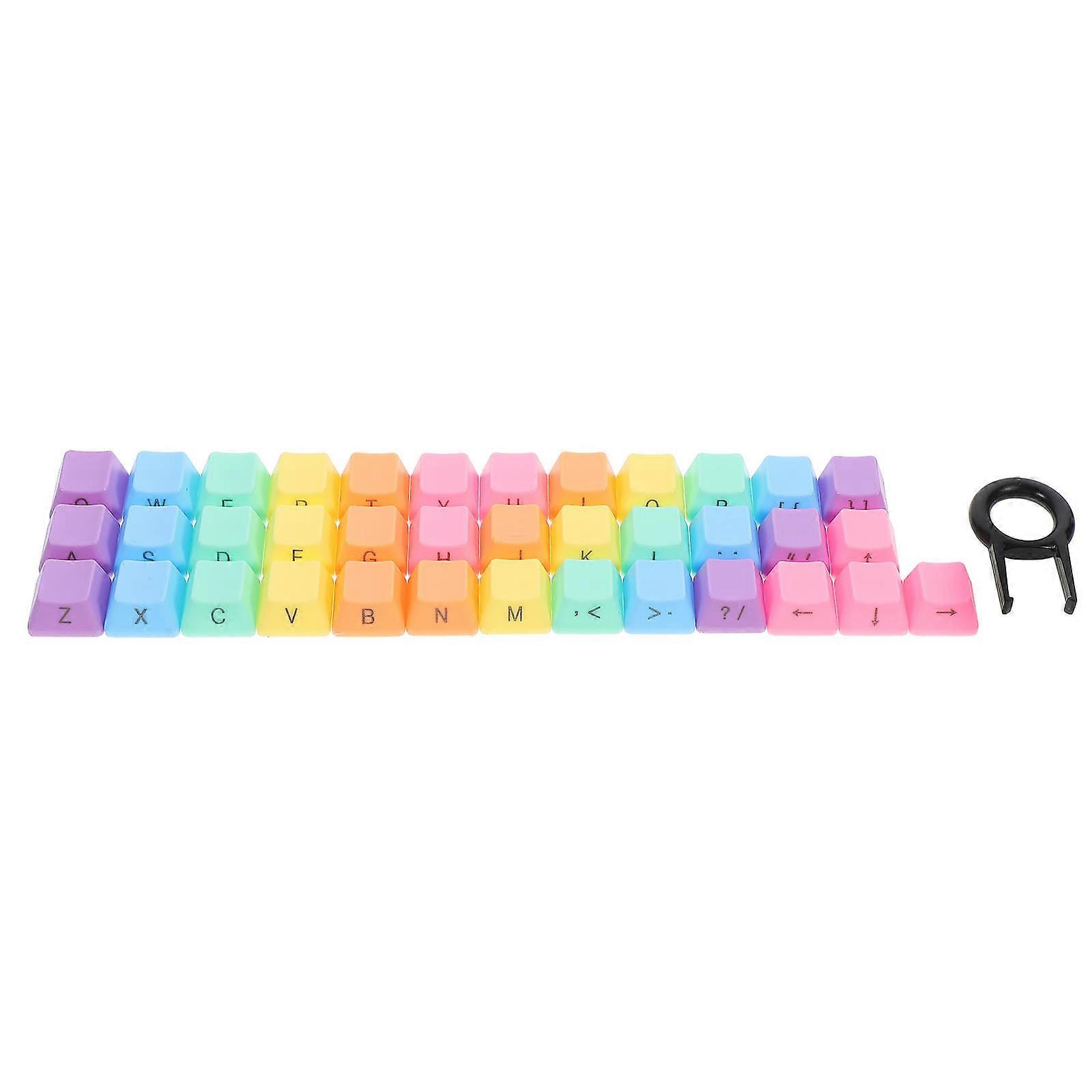 Key Caps Cover Set Rainbow Portable Gaming Abs Material Scratch Resistant 37Pcs