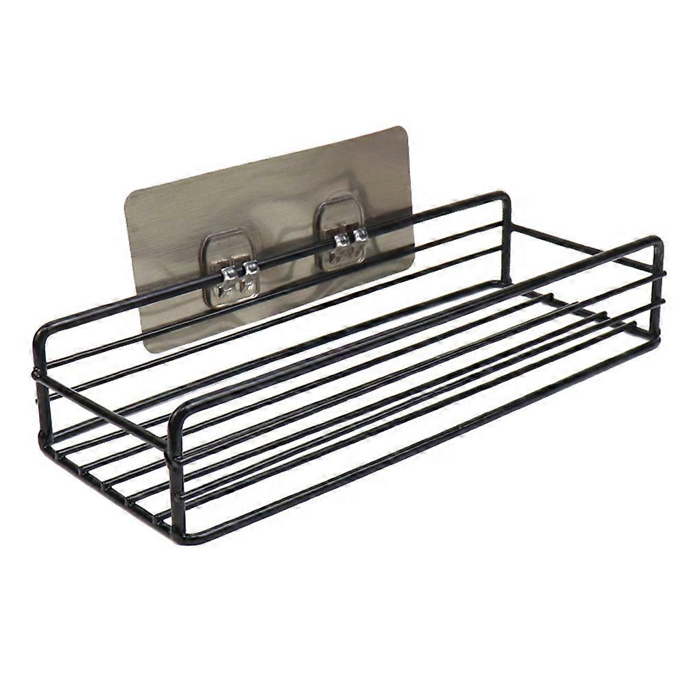 Bathroom Storage Rack Iron Material Wall Hanging Shelf for Kitchen and Bathroom Use Black 10x10 Inches