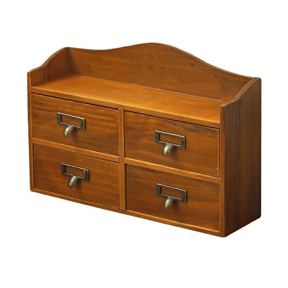 Mini Desktop Storage Box Wooden Drawer Type For Skin Care Products In Living .8X22.6X10CM 1Set