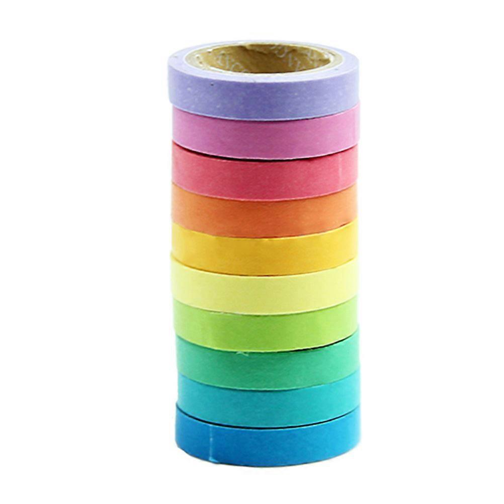 Rainbow Color Decorative Washi Tape For Craft Enthusiasts 10Pcs Masking Tape For Personal Space Decoration