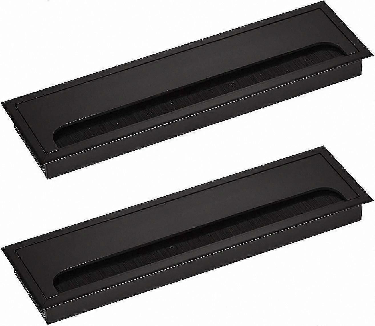 كابل مكتب جروميت مستطيل 80x 275mm كابل جروميت كابل غدة لطاولة المكتب أثاث منزلي كابل ألومنيوم أسود مؤكسد مربع 2 قطعة