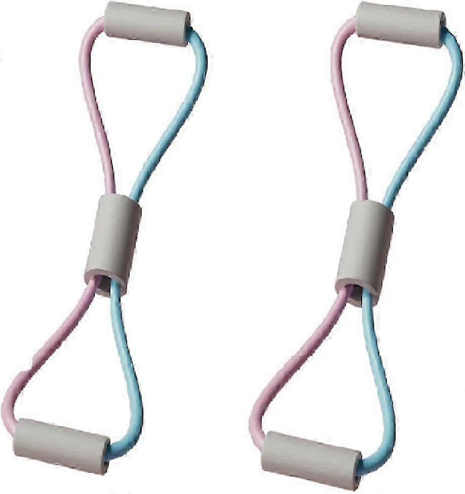 2 Pieces 8-Shape Stretcher with Shoulder and Arm Elastic Bands for Chest Stretch Exercises, Yoga, Home Workouts. New (Powder Blue/Powder Gray)