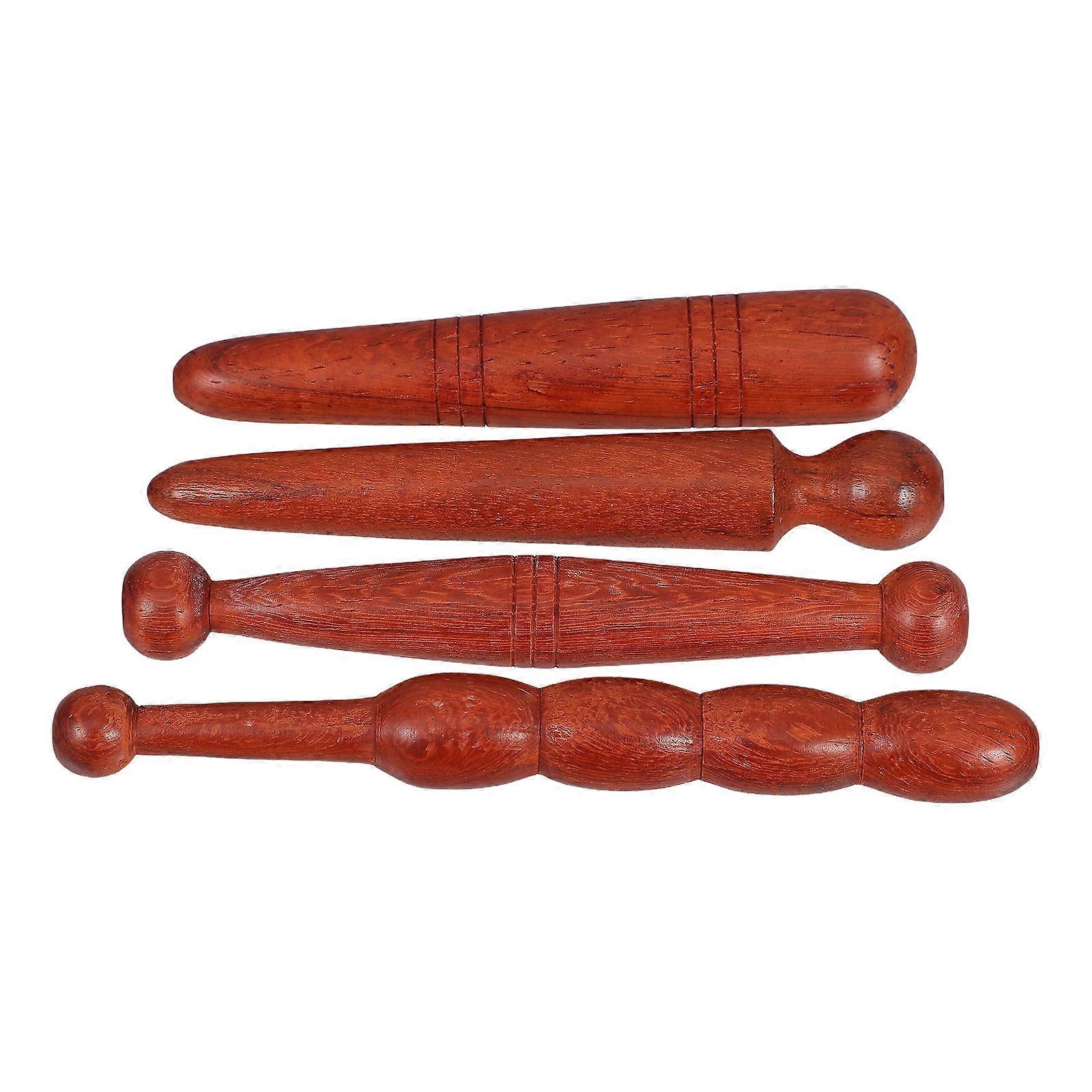 Foot Massagers Acupoint Sticks Massage Adults Dark Red Smooth Design 4Pcs