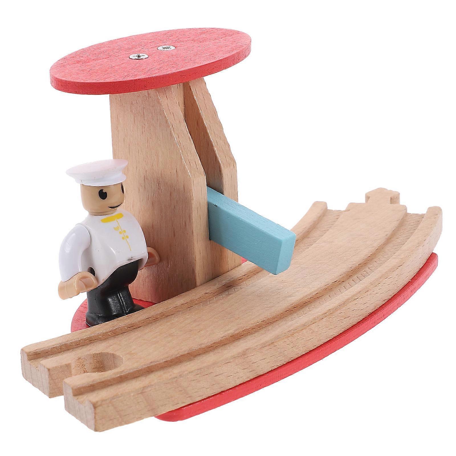 Wooden Railway Road Block Toy for Kids with Assorted Colors and Fine Workmanship 3.5 x 2.8 x 0.5 inches