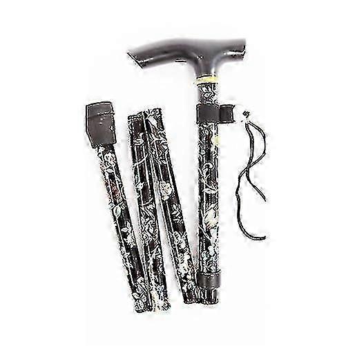 Lightweight Foldable Compact Walking Stick - Black Floral
