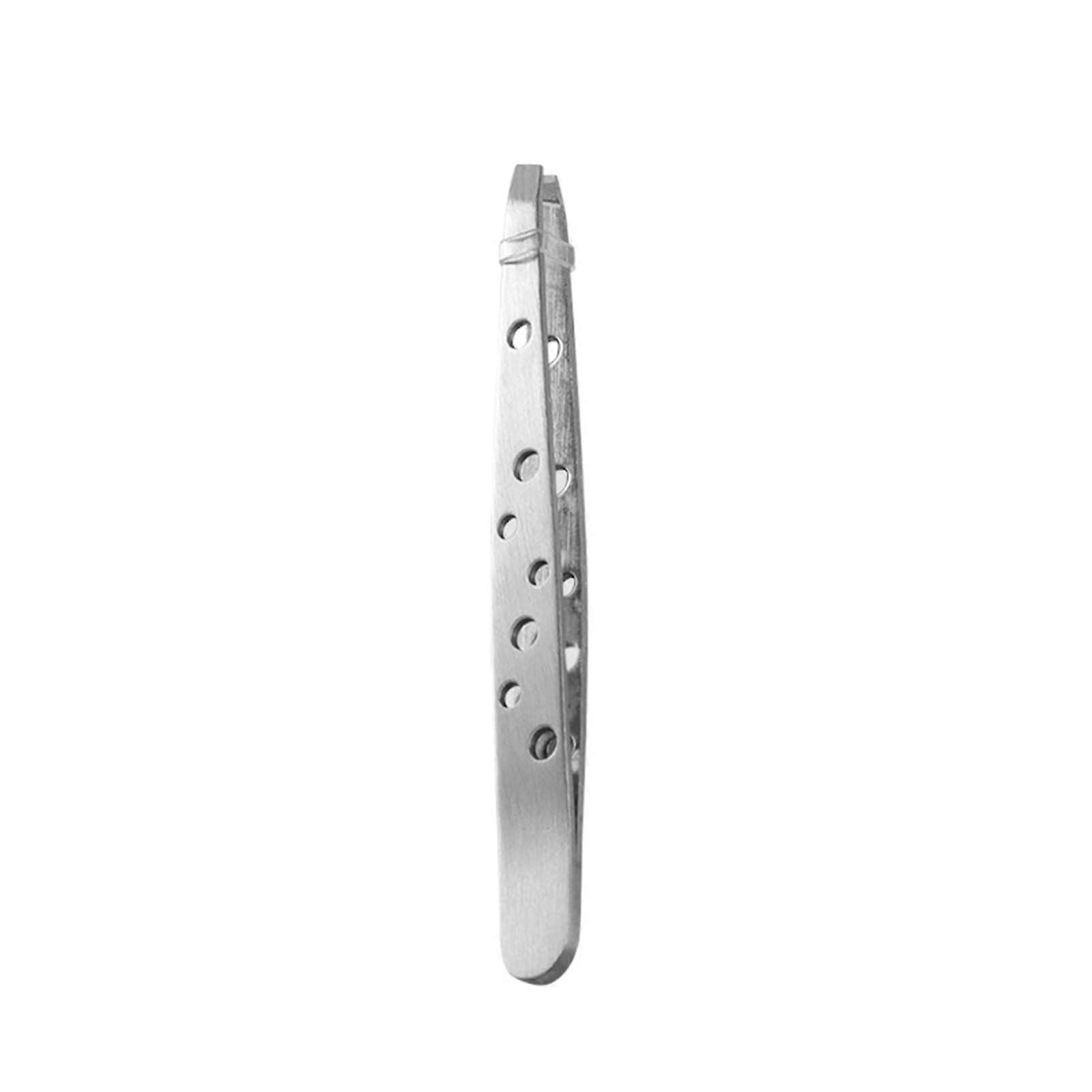 Pinzette - Stainless Steel Eyebrow Tweezers with Comb, Angled Tip, Flat Brow Clip for False Eyelashes, Silver