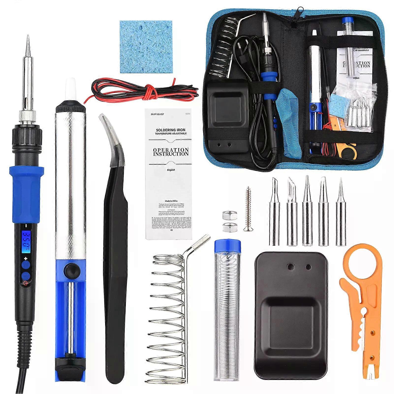 Soldering Iron Kit Temperature Welding Tool 15 in 1 Soldering Iron Kit with LCD Display 392-932F Temperature Adjustable Soldering Tool