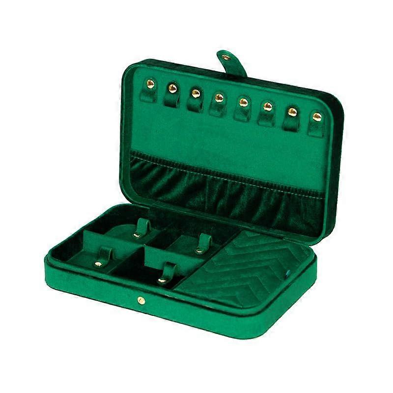 Green Velvet Jewelry Organizer Case Large Capacity For Necklaces Rings Earrings Bracelets Green Velvet Jewelry Storage Box