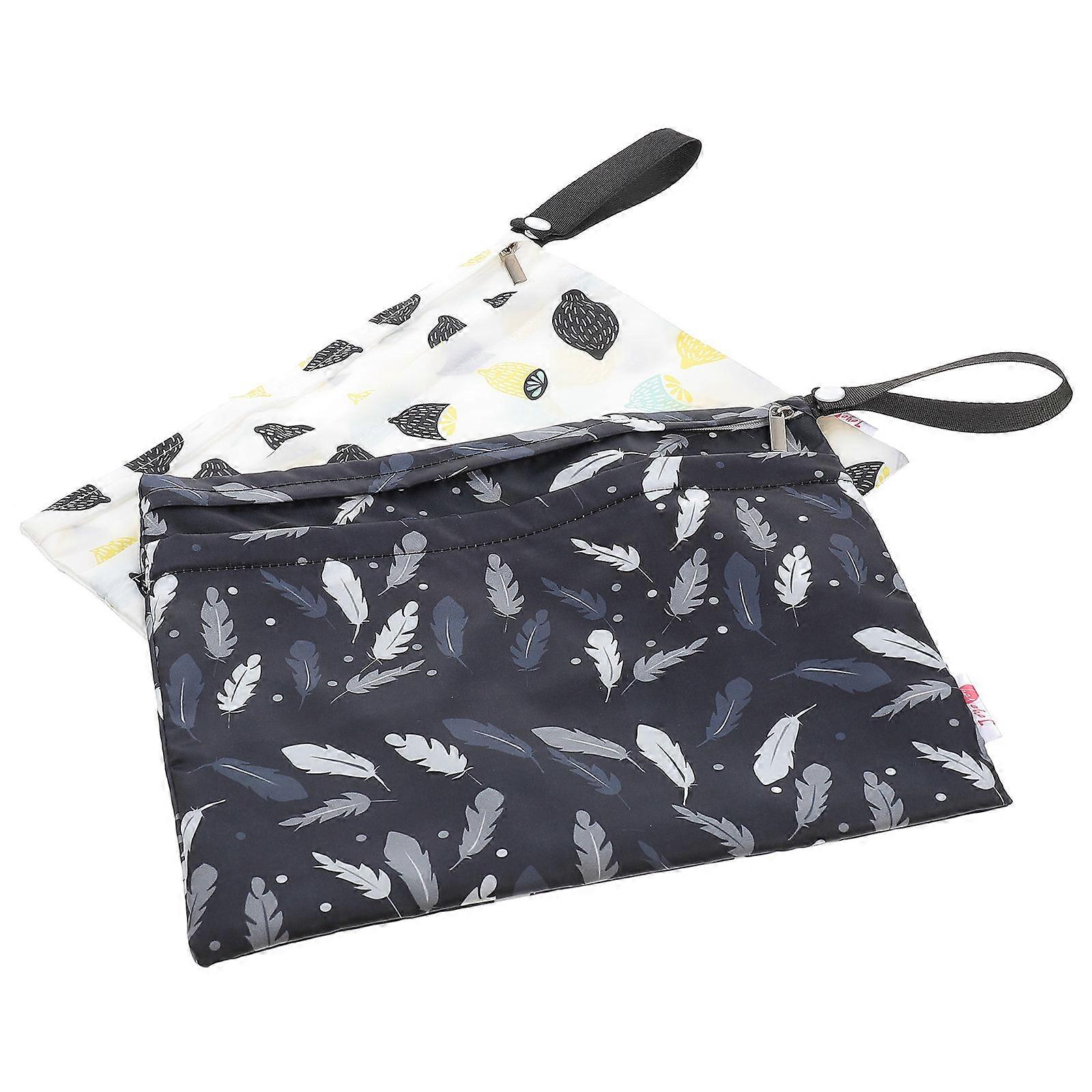 Baby Diaper Storage Bag 2Pcs Zipper Design Containers For Families Travel Outdoor Use Rectangular Portable