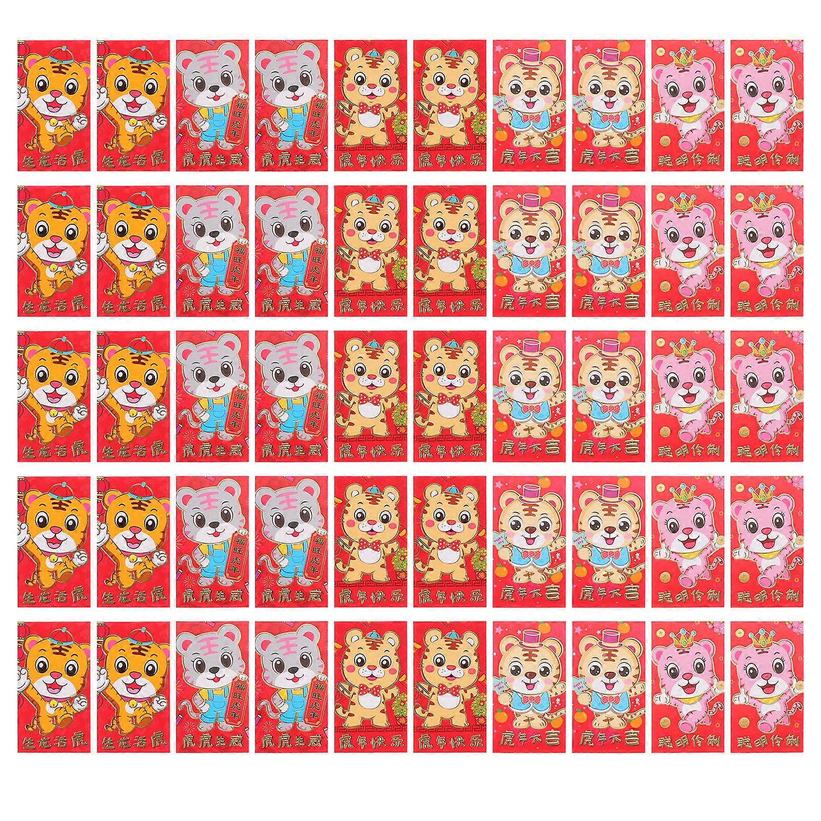 New Year's Red Envelope 50Pcs Rectangular Design Suitable for Practical Use During Spring Festival Celebrations