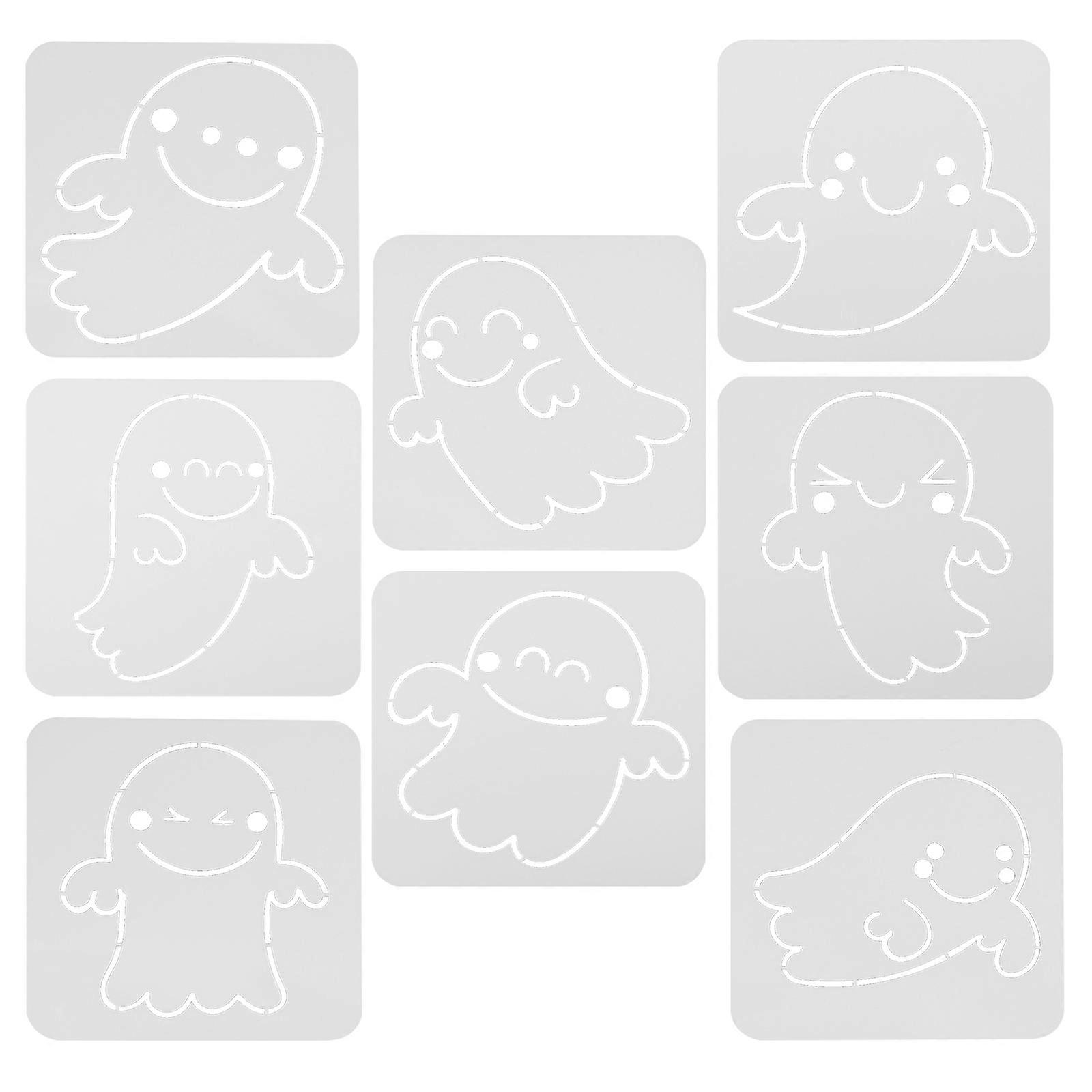 Plastic Painting Stencils 8Pcs Halloween Ghost Templates Suitable For Holiday Decorations Flexible Easy To Use