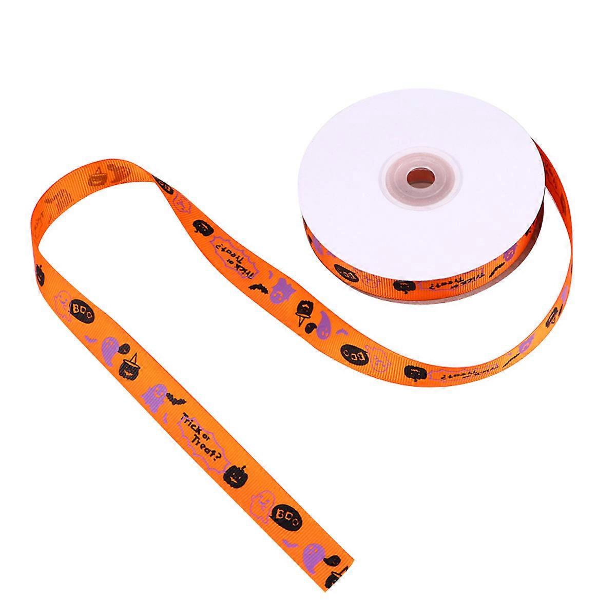 Orange Halloween Ribbon Suitable For Gift Packaging 1Pcs With Cartoon Ghost Patterns