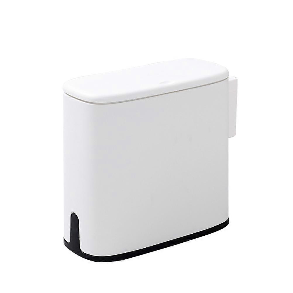 Household Trash Can Oval Shape For Kitchen And Bathroom Use In White With Press Type Functionality 1Set