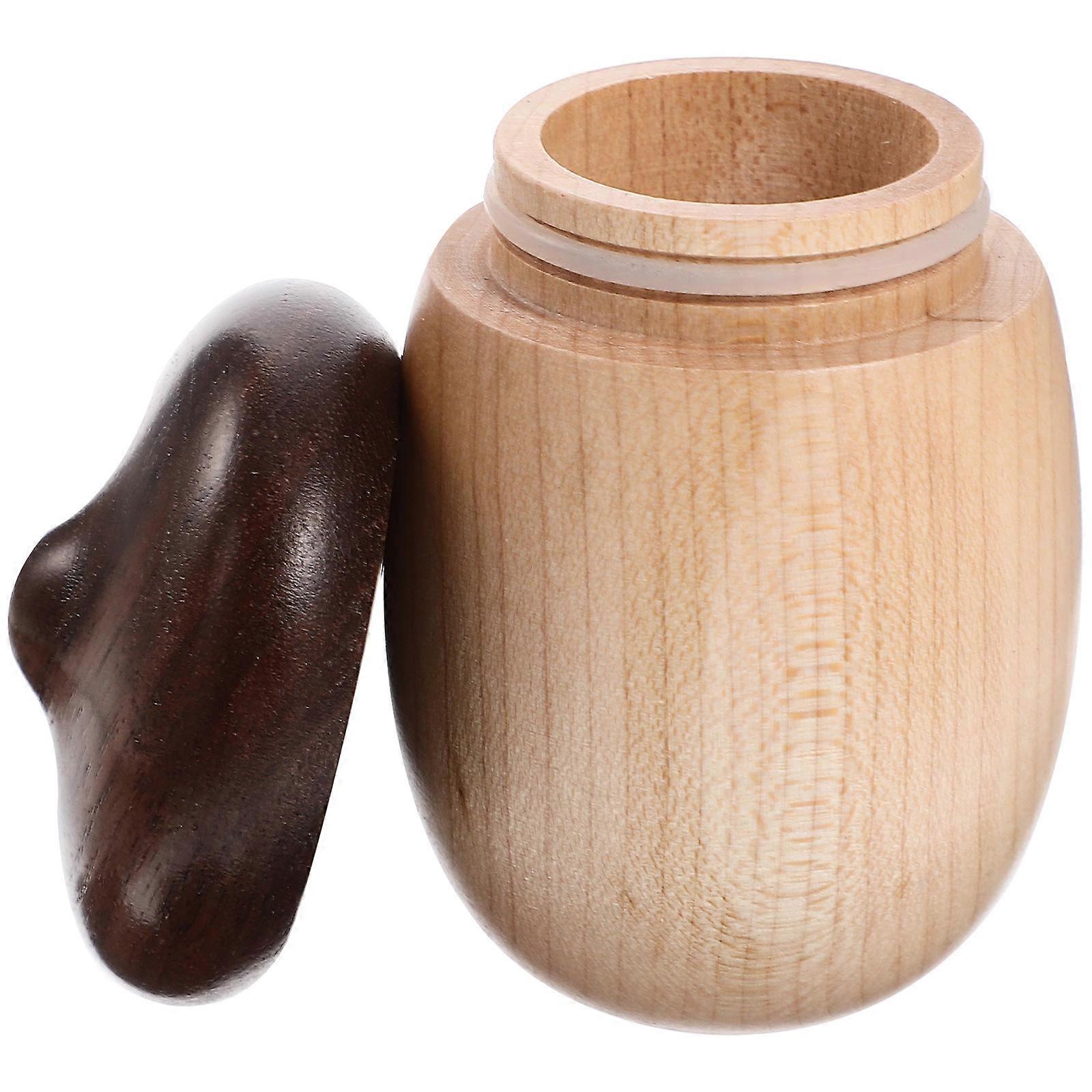Light Brown Wooden Cotton Bud Holder and Toothpick Dispenser for Storage 3.5x3.5x5.5 inches