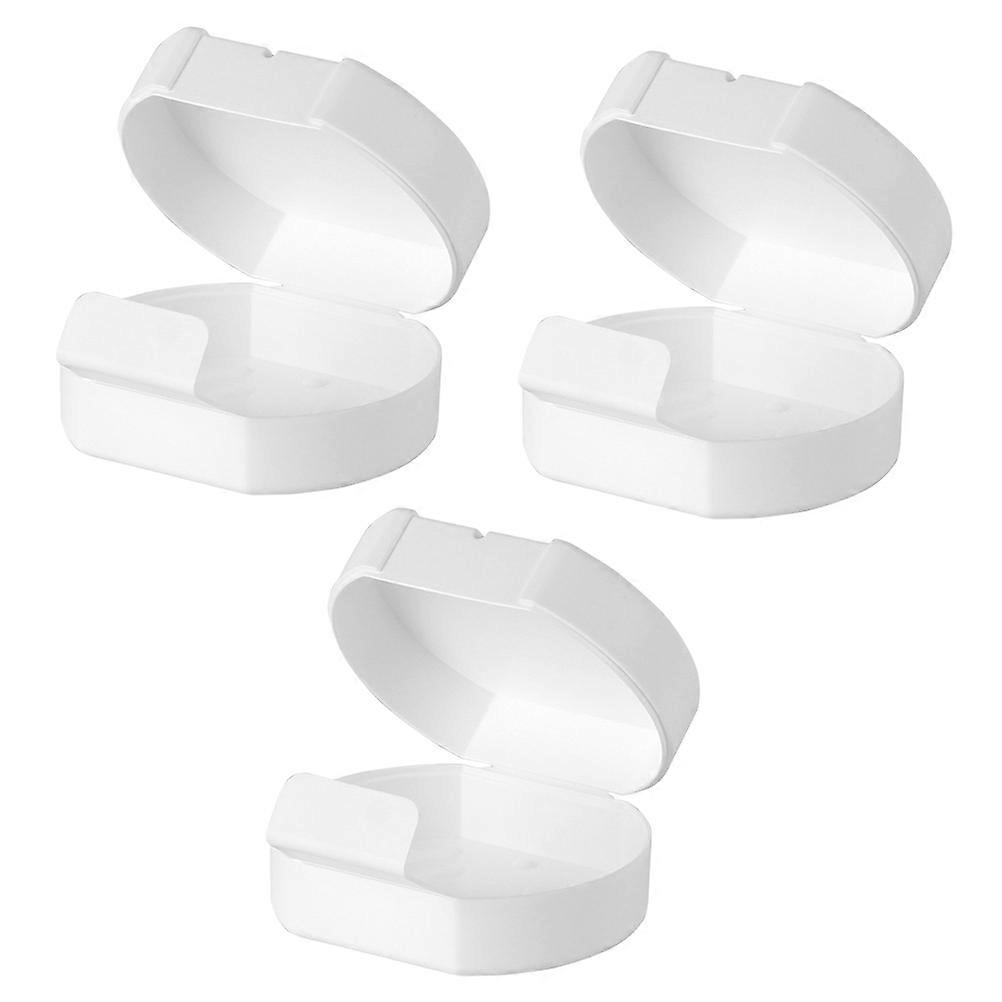 Portable Soap Box with Lid Waterproof Travel Case for Soap Holding 3pcs White Plastic