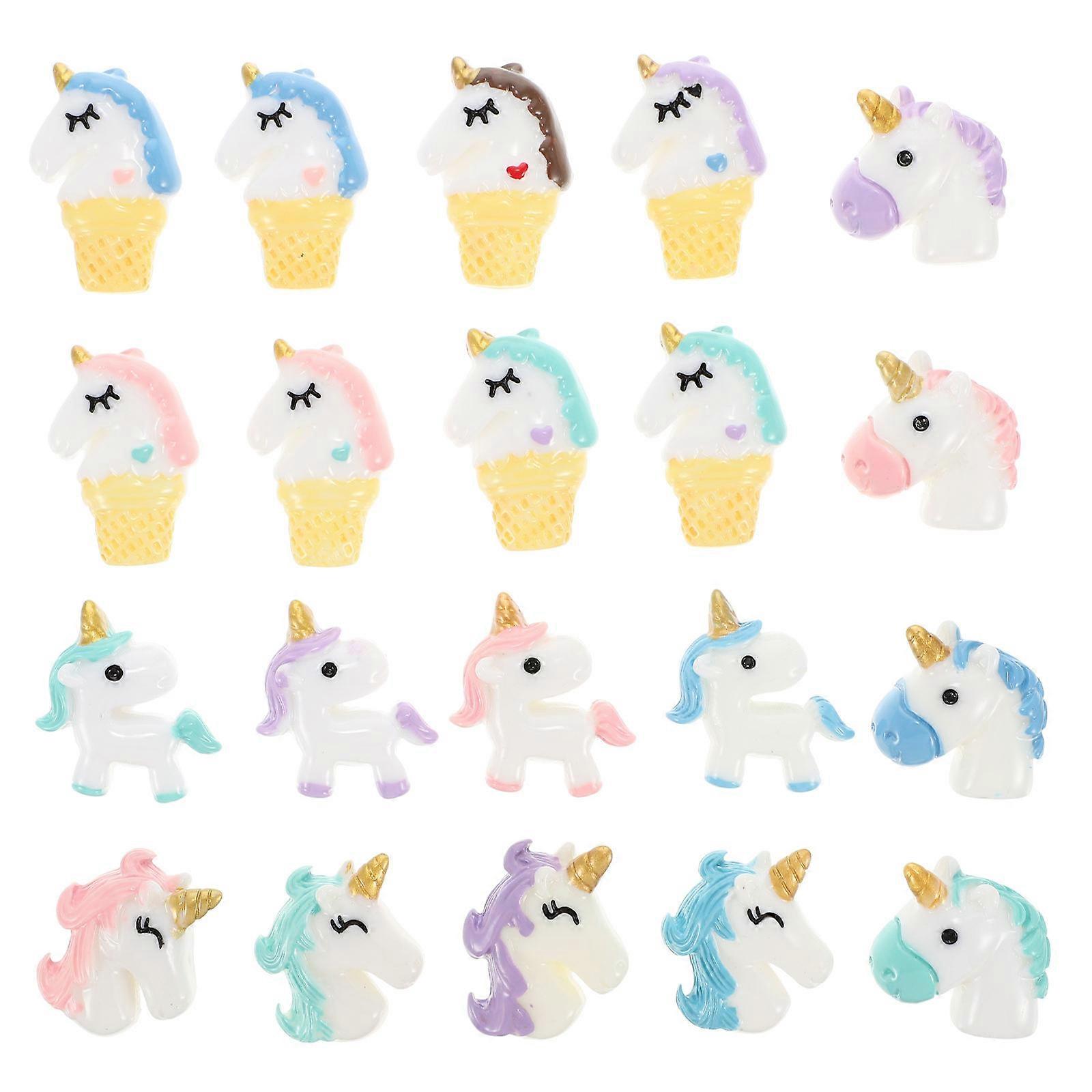 Cartoon Unicorn Charm Resin Pieces for DIY Crafts 20Pcs Resin Charms