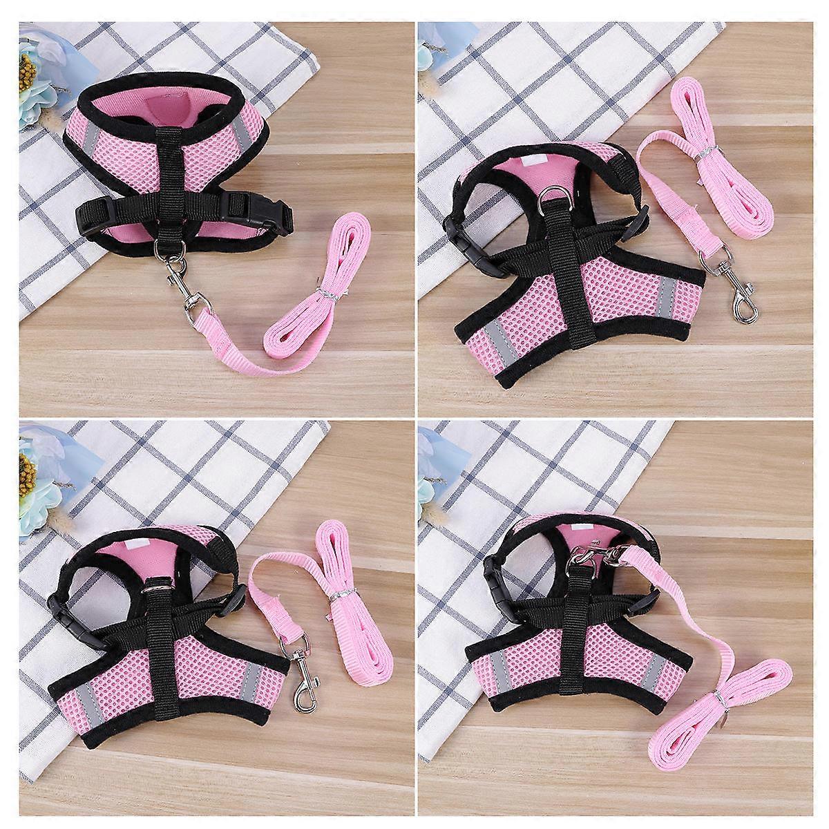 Adjustable Mesh Harness for Small Pets Puppies Cats and Dogs in Pink Color for All-Weather Use 1Set