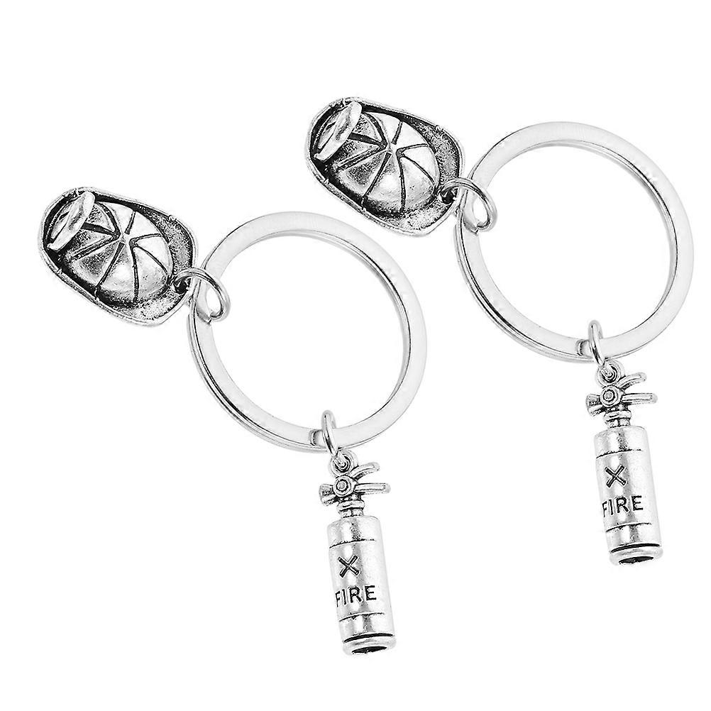 Firefighter Keychain Zinc Alloy Fire Extinguisher and Pendant 2Pcs