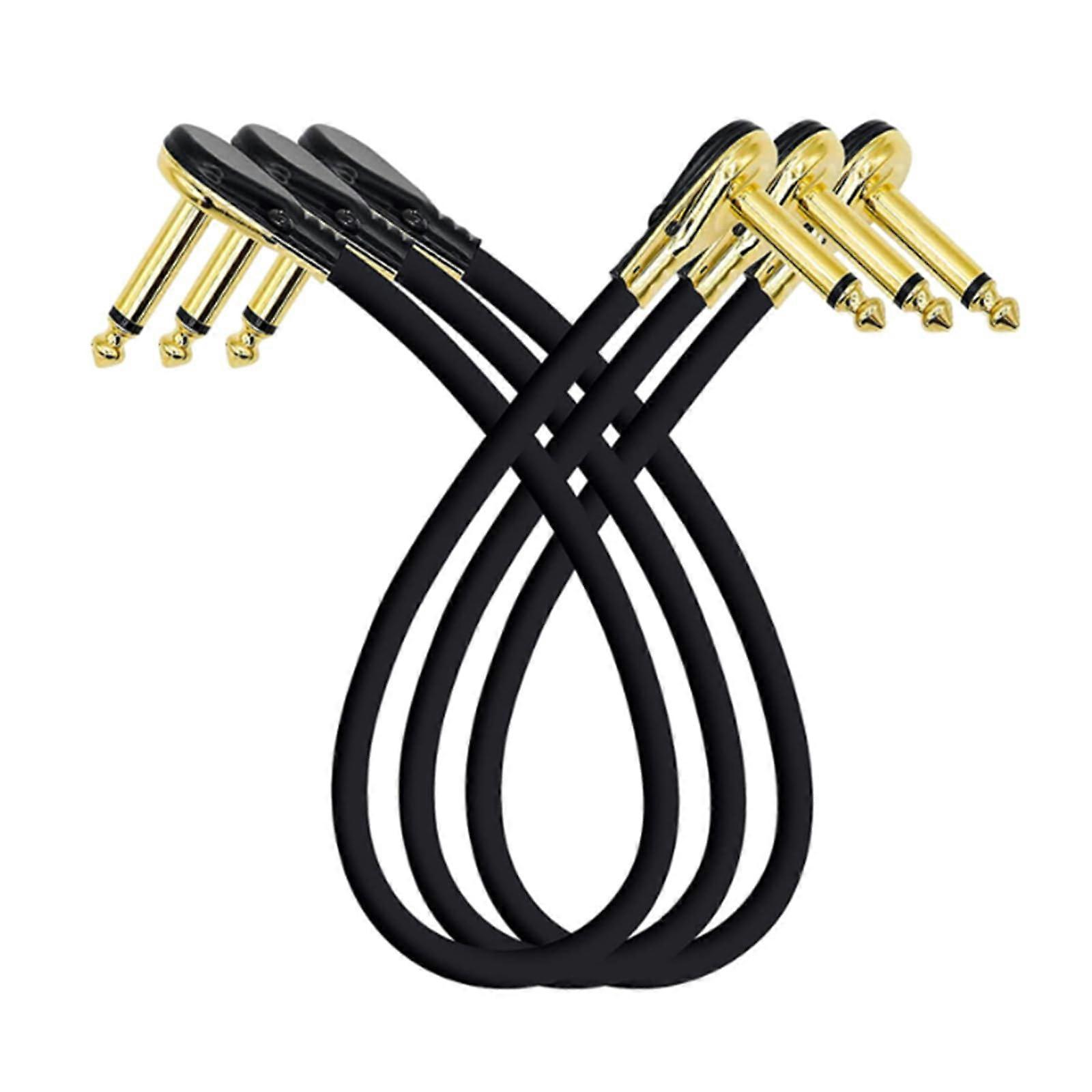 Guitar Patch Leads 3Pcs Set Low Noise Right Angle 30cm Professional Patch Cable for Guitar Pedals