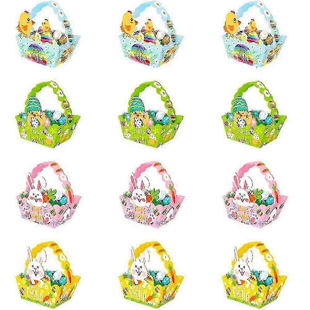 Easter Baskets with Handle,Paper Easter Party Easter Egg Hunt Activities Basket for Children Crafts jn