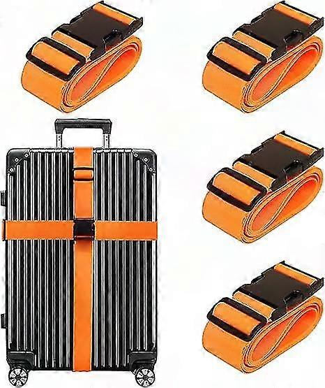 4 Pack Orange Luggage Straps for Travel - Secure & Durable Suitcase Straps