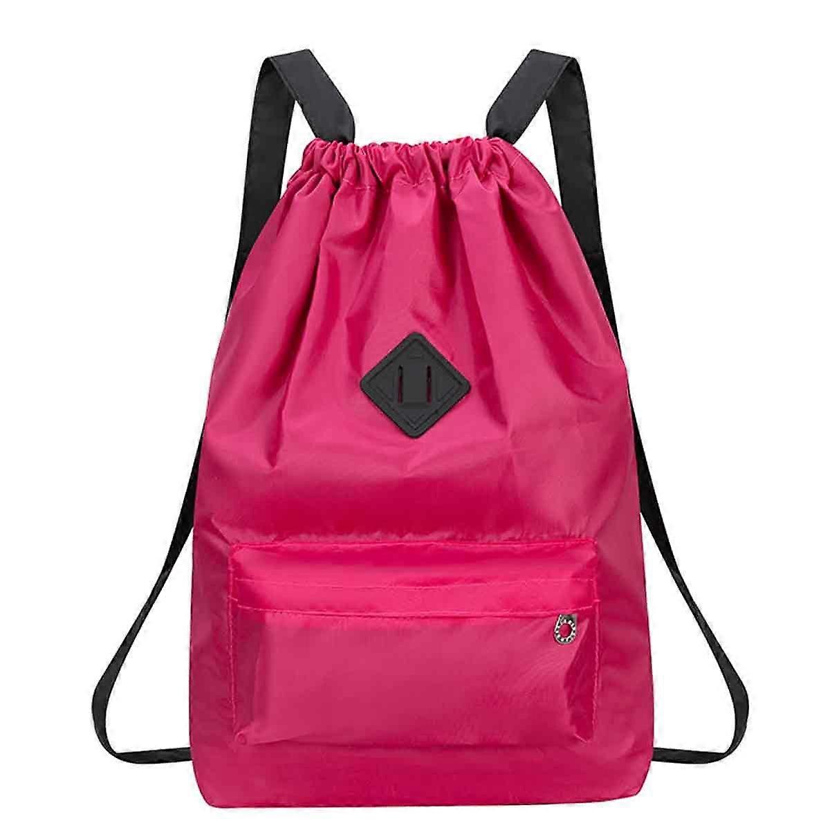 Drawstring backpack, sports gym bag with wet compartment, water resistant drawstring backpack.