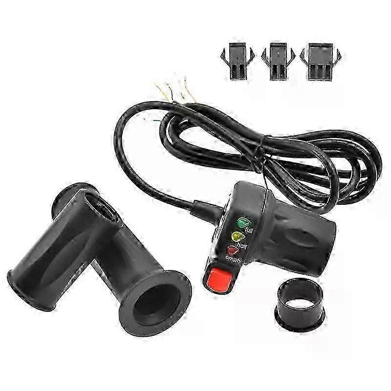 36V/48V Ebike Twist Throttle Handle Right and Left Electric Bike Handlebar Throttle Grip with Battery Indicator Power Switch