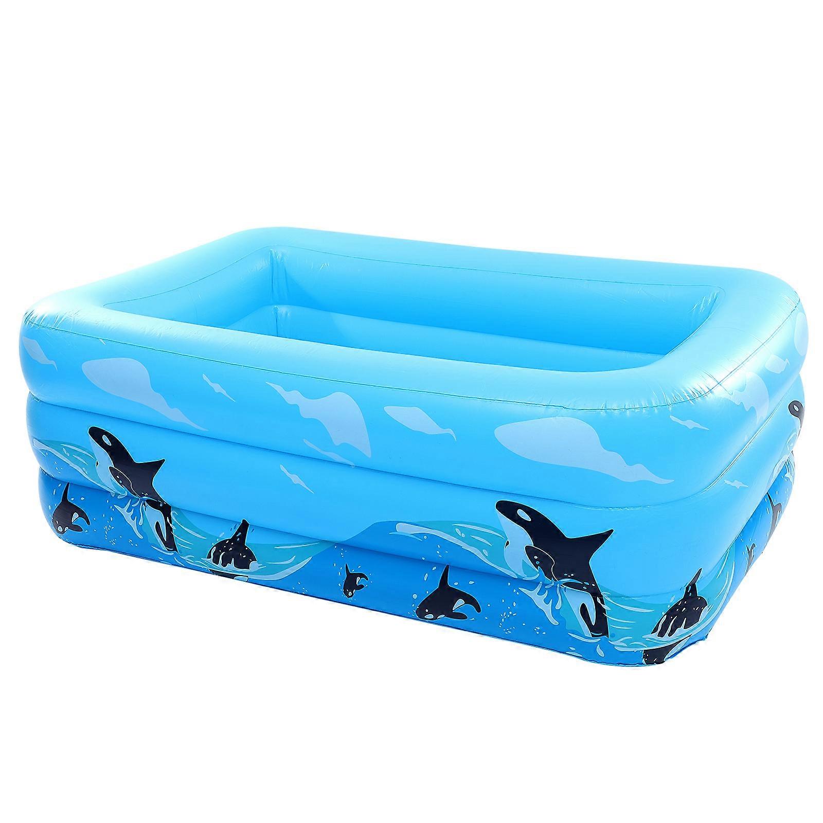Blue Inflatable Pool Round Outdoor Use Swimming Pool Pvc Material for Cooling Off 1Set