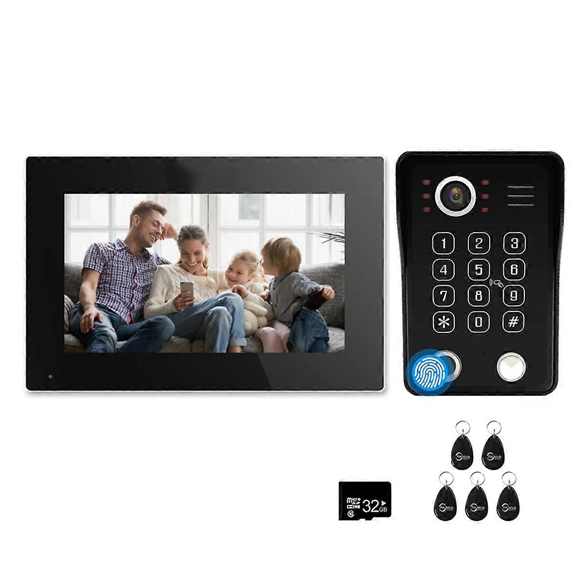 Video Intercome System Home Fingerprint Unlock Video Entry Doorphone Tuya Smart 1080P,Wifi Monitor