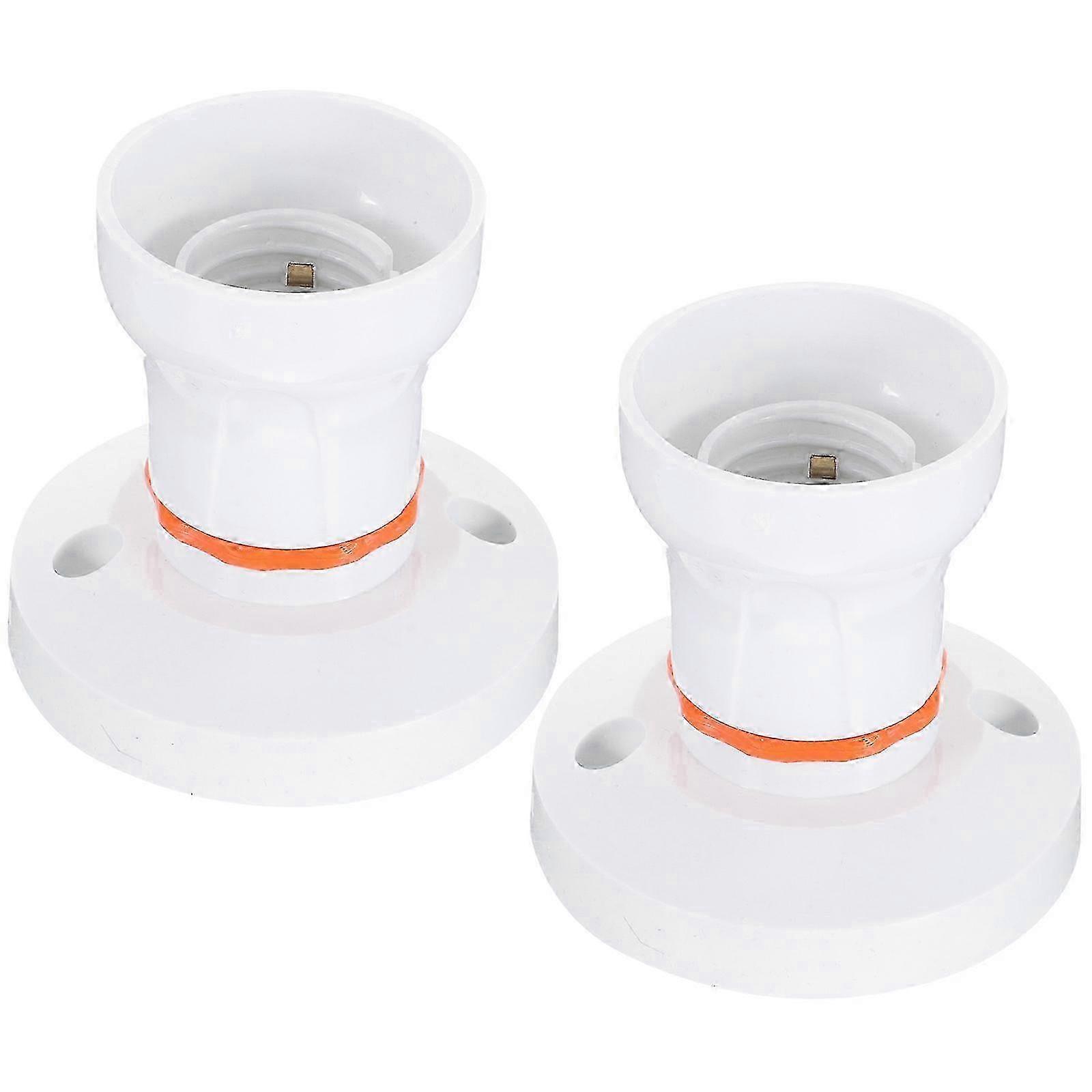2pcs E27/B22 Light Bulb Socket Adapter for Ceiling Lamps, White Plastic Plug 7.5x7.5cm, Compatible with Standard Bulbs